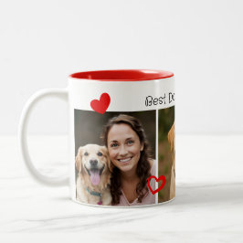Schattige beste hond-moeder-harten 3-foto tweekleurige koffiemok
