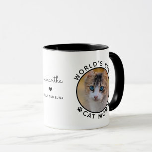 Schattige Beste Kattenmoeder Twee Foto Moderne Typ Mok