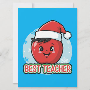 Schattige Beste Leraar Kerstappel Vakantie Feestdagenkaart