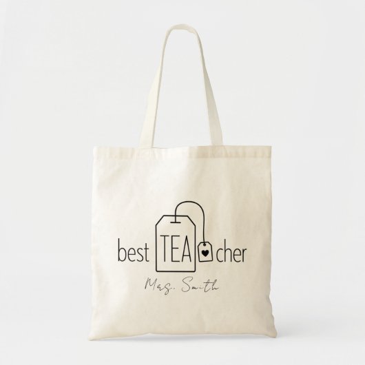 Schattige Beste Leraar Thee Punt Aangepaste Naam Tote Bag (Voorkant)