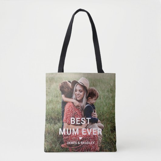 Schattige BESTE MAMA OOIT Hart Moederdag Foto Tote Bag (Voorkant)