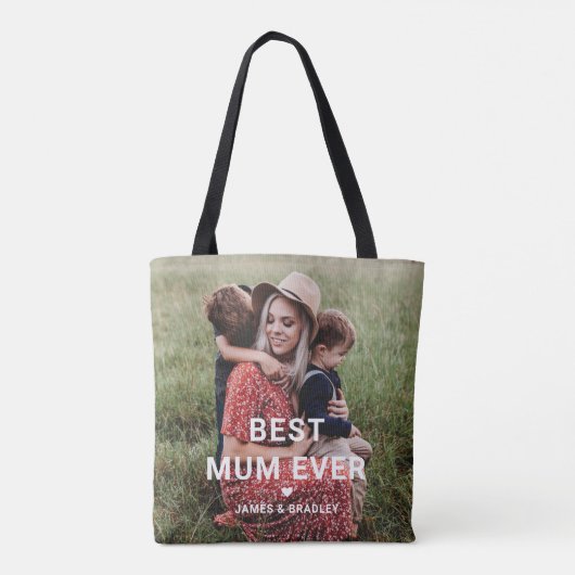 Schattige BESTE MAMA OOIT Hart Moederdag Foto Tote Bag (Achterkant)