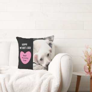 Schattige Beste Mammie Ooit Puppy Hond Roze Hart 1 Kussen