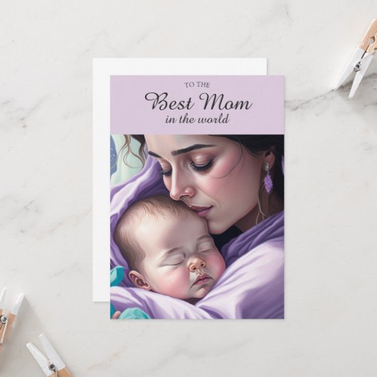 Schattige Beste Moeder Gevoelige Moeder en Baby Gr Kaart (Voorkant / Achterkant in situ)