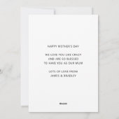 Schattige BESTE MOEDER OOIT Hart Moederdag Foto Feestdagenkaart (Achterkant)