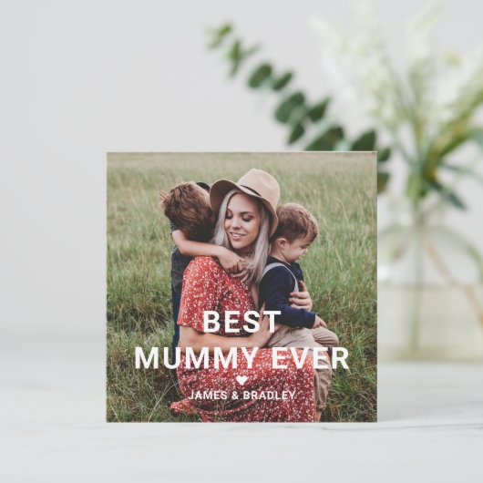Schattige BESTE MOEDER OOIT Hart Moederdag Foto Feestdagenkaart (Staand voorkant)