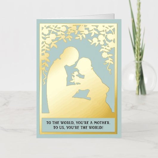 Schattige  Beste Moeder Ooit Jongen Pastel Blauw B Folie Feestdagenkaart (Voorkant)