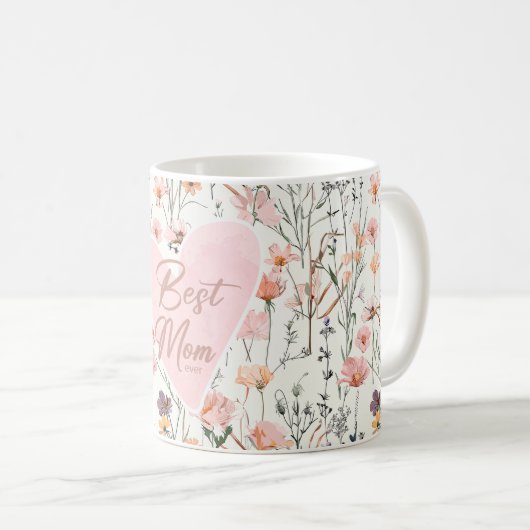 Schattige Beste Moeder Ooit Moederdag / Bloemen Koffiemok (Voorkant rechts)