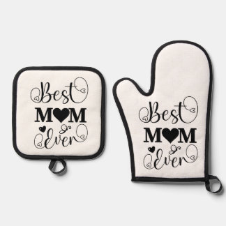 Schattige Beste Moeder Ooit Typografie Script Moed Ovenwant & Pannenlap Set