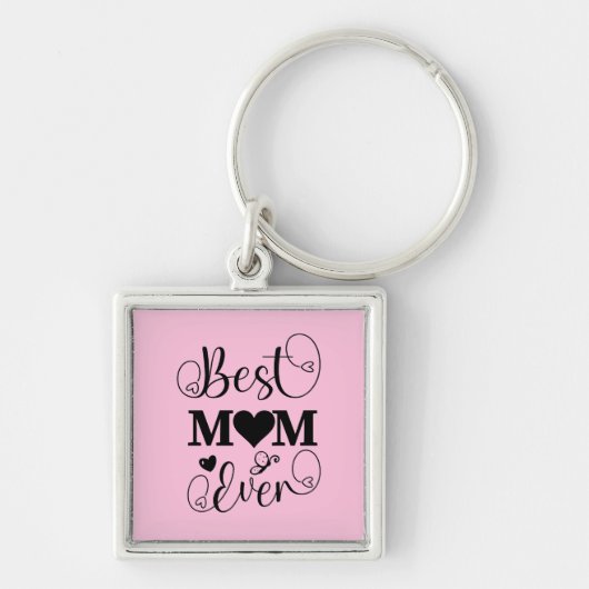 Schattige Beste Moeder Ooit Typografie Script op R Sleutelhanger (Voorkant)