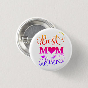 Schattige Beste Moeder Ooit Typografie Script Ronde Button 3,2 Cm
