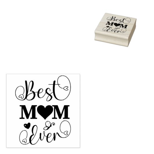 Schattige Beste Moeder Ooit Typografie Script Rubberstempel (Gestempeld)
