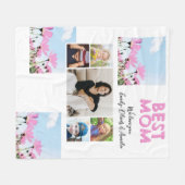 Schattige Beste Moeder Roze Bloemen 5 Fotocollage Fleece Deken (Voorkant (Horizontaal))