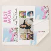 Schattige Beste Moeder Roze Bloemen 5 Fotocollage Sherpa Deken (Voorkant (horizontaal))