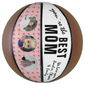 Schattige Beste Moeder Roze Hart 3 Foto Collage Basketbal (Verticaal)