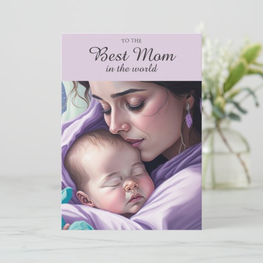 Schattige beste moeder sentimentele moeder en baby kaart (Staand voorkant)