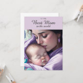 Schattige beste moeder sentimentele moeder en baby kaart (Voorkant / Achterkant in situ)