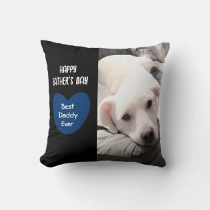 Schattige beste papa ooit puppy hond blauw hart 1 kussen