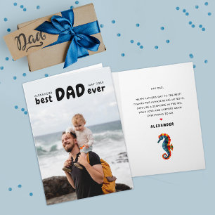 Schattige Beste Papa Ooit Vaderdag Zeepaardje Foto Kaart