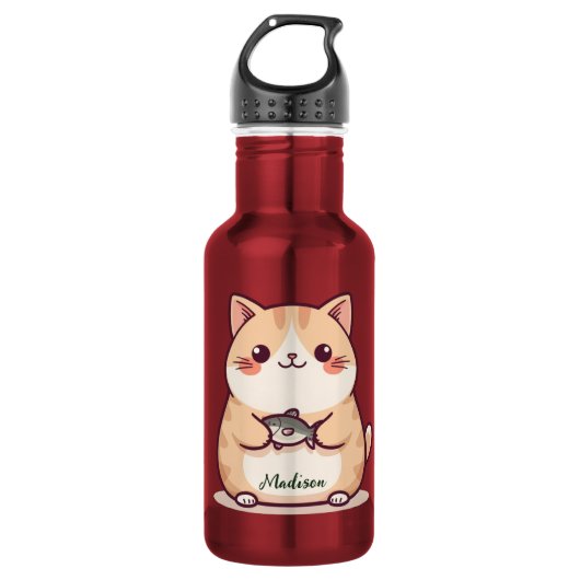 Schattige beste vis kat moeder aangepaste script n waterfles (Voorkant)