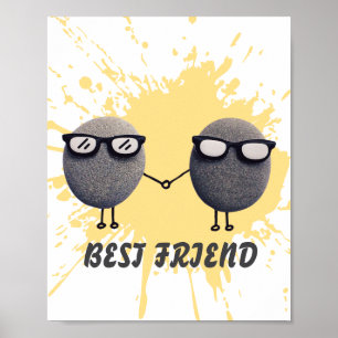 Schattige Beste Vriend Geel Verfspatten Poster