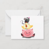 Schattige beste vrienden Biggetje Kuiken en Muis K Notitiekaartje (Achterkant)