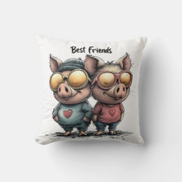 Schattige "Beste Vrienden" Varkenskussen Kussen