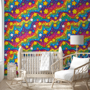 Schattige betegeld abstract regenboogpatroon behang