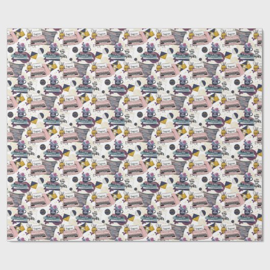 Schattige betegeld boek gezellig patroon cadeaupapier (Vlak)