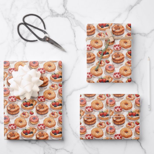Schattige betegeld donutfeest inpakpapier vel (Voorkant)
