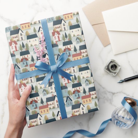 Schattige betegeld huisje kern Huis warming party Cadeaupapier (Geschenken)