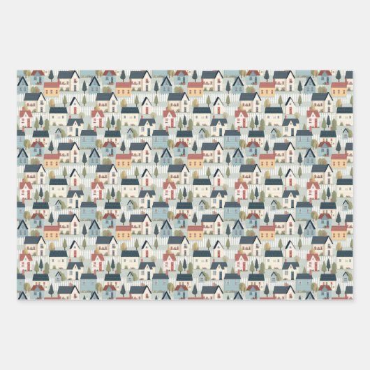 Schattige betegeld huisje kern Huis warming party Inpakpapier Vel (Voorkant)