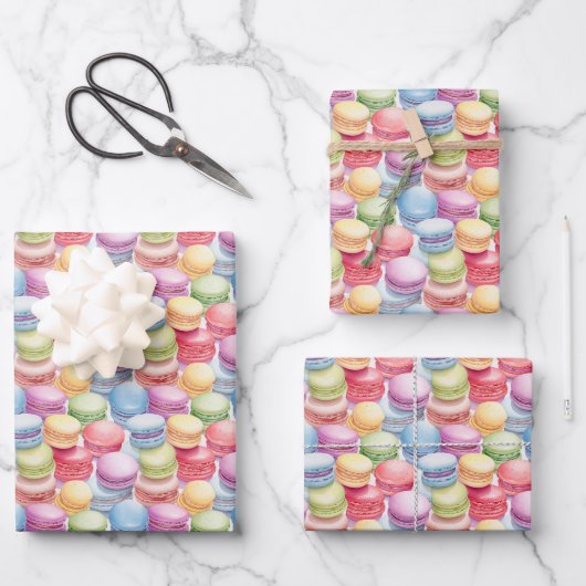 Schattige betegeld macarons patroon inpakpapier vel (Voorkant)