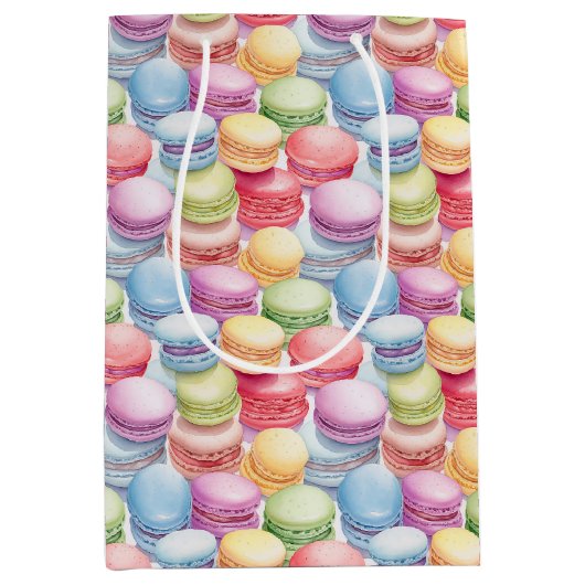 Schattige betegeld macarons patroon medium cadeauzakje (Voorkant)