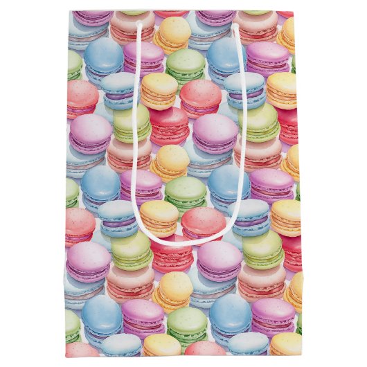 Schattige betegeld macarons patroon medium cadeauzakje (Achterkant)