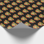 Schattige betegeld pizzafeest cadeaupapier (Hoek)