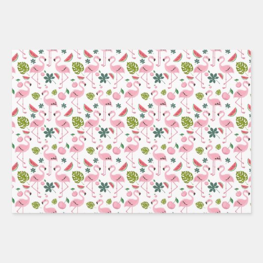 Schattige betegeld roze flamingo patroon inpakpapier vel (Voorkant 2)
