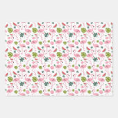 Schattige betegeld roze flamingo patroon inpakpapier vel (Voorkant)