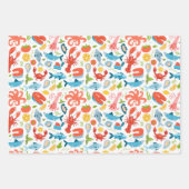 Schattige betegeld strand zeevruchten patroonfeest inpakpapier vel (Voorkant 3)