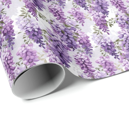 Schattige betegeld wisteria patroon cadeaupapier (Rol Hoek)