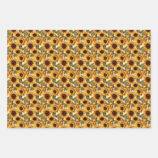 Schattige betegeld zonnebloempatroon inpakpapier vel (Voorkant 2)