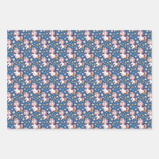 Schattige betegelde eenhoorn patroon meisjes parti inpakpapier vel (Voorkant 2)