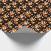 Schattige betegelde pizzeria vreugdevuur of kampee cadeaupapier (Hoek)