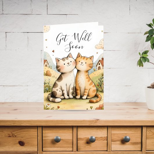 Schattige Beterschap Kat Feestdagen Kaart