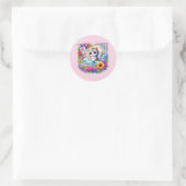 Schattige beterschap kat ronde sticker (Tas)