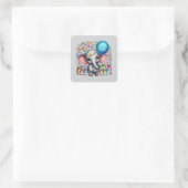 Schattige beterschap olifant vierkante sticker (Tas)