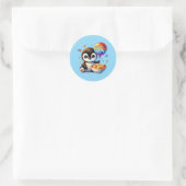 Schattige beterschap pinguïn ronde sticker (Tas)