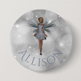 Schattige Betoverde Whimsical Fantasie Fee Zilvere Ronde Button 7,6 Cm