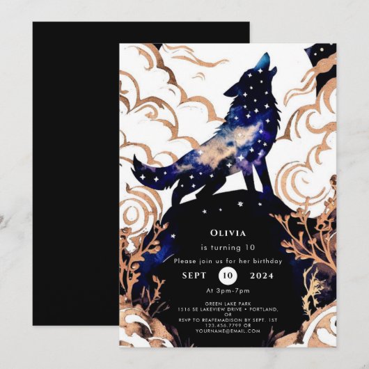 Schattige betovering Wolf Verjaardag Kaart (Voorkant / Achterkant)