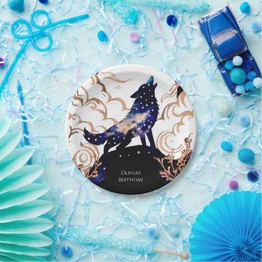 Schattige betovering Wolf Verjaardag Papieren Bordje (Feest)
